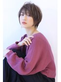 ローライトアッシュブラウン大人かわいい小顔ワンサイドショート