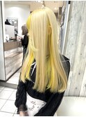 ブリーチ インナーカラー ホワイトとイエロー 黄色