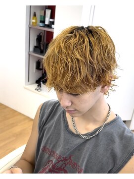 ビカム 名駅(become) 外国人風ブリーチパーマメンズスパイラル無造作マッシュウルフ