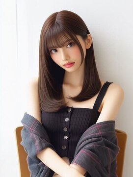 リンクミリ(Link mili) くびレイヤーロングエモージュイメチェンフルバングカット