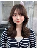 美髪韓国レイヤーイメチェン似合わせワイドバング外ハネボブ