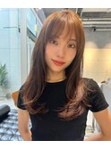 ミディアムレイヤー　アッシュブラウン　髪質改善