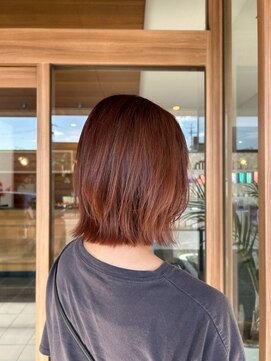 ビーグレイス シモエド店 外はねナチュラルボブ×30代赤みブラウン