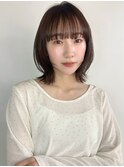 顔周りカット 前髪カット 外ハネ 韓国レイヤー ブラウンカラー