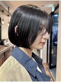 長め前髪が可愛い顎ラインボブスタイル