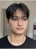 韓国マッシュショートダウンパーマワックスなしセンターパート
