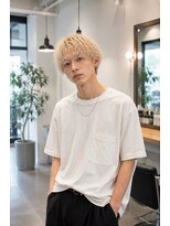 MEN's Baguz MEN'Sカット/ MEN'Sパーマ/ MEN'Sカラー メンズハイトーンマッシュ無造作ウェーブ韓国風パーマ