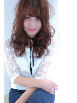 エス 西梅田(es) 大人かわいい厚めバングなセミディ_3Dカラー