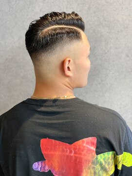 フジヤマバーバーショップ アジト(FUJIYAMA BARBER SHOP ajito) バーバーカット黒髪アップバングストリート【藤本ユースケ】0929