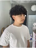 マッシュウルフ×波巻きパーマ
