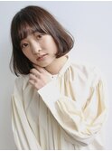 王道ミディアムボブ×内巻きワンカール×アッシュオリーブ