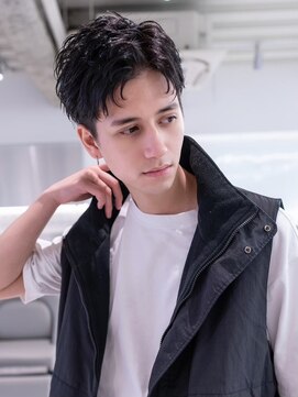 ハバナ 渋谷(HAVANA) アッシュブラックマッシュパーマ刈り上げツーブロック