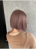 切りっぱなしボブ_ピンクベージュ