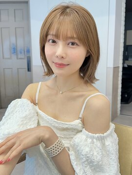 サンド クリア 横浜本店(sand clear) 透明感ベージュカラー外ハネ顎下2センチボブ