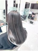 大人美人◎ロングヘアハイライト×シルバーグレイ艶髪