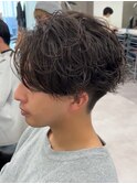 シャドウパーマ刈り上げマッシュ