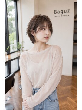 バグズ(Baguz) 丸みショート小顔ショートボブシースルーバング抜け感艶髪