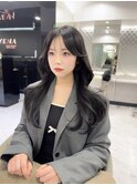 レイヤーロング 小顔カット 2wayバング 韓国ヘア 髪質改善