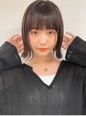 小顔切りっぱなしボブ/黒髪地毛風カラー/韓国ヘア