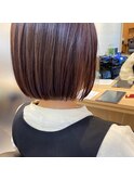 《上品なツヤボブ》ぱっつんボブ×ピンクラベンダー