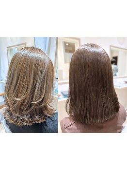 【カット+ブリーチなしダブルカラー+1stepトリートメント￥12000】ブリーチなしで透明感×高発色を叶える