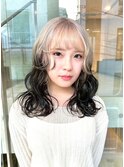 ホワイトルーツカラーデザインカラーオンブレ裾カラーハイトーン