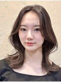 韓国風/レイヤー/小顔/前髪カット/髪質改善/グレージュ/透明感