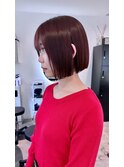 あごラインぱつっとボブ ピンクブラウン 大阪梅田