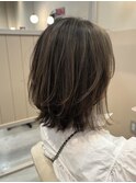 白髪ぼかし　コントラストハイライト　ウルフボブ