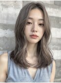 レイヤーカットアッシュグレージュハイライト岡山20代30代