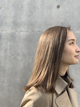 透明感/ミディアムヘア/ダブルカラー/全頭ブリーチ/ブリーチ