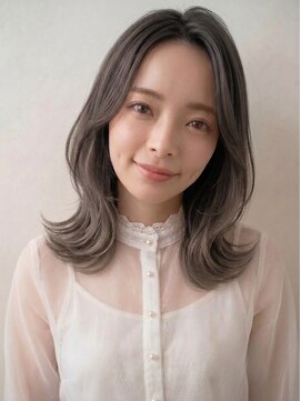 ヌードルバイコア(noodle by CoRe.gn) 韓国風グレージュブリーチなし顔周りレイヤーくびれヘア夏カラー