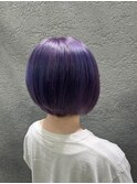 前下がりボブ 色落ちも楽しめるパープルラベンダー