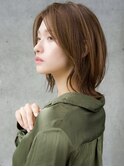 ★ワンレンボブルフ黒髪ネビージュ小顔ぱっつん前髪ウルフパーマ