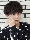 韓国ヘアカルマパーマカルマバングセンターパート黒髪ウルフ