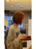 明感ブリーチなしラテベージュ前下がり小顔ショートボブ