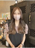 ナチュラルブラウン美シルエットロング20代30代なみなみウェーブ