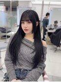 ロング/レイヤーカット/ウエットヘア/オリーブベージュ/表参道