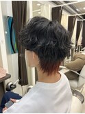 波巻きパーマ/インナーカラー/ワインレッド