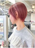 ハイトーンカラー ピンクカラー × ショート
