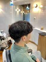 ゼロスバーバー(0's BARBER SHOP)&nbsp;メンズパーマ黒髪マッシュシャドウニュアンスパーマ