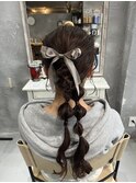 リボン×編みおろし