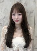 オリーブグレー×小顔[ココアベージュ/黒髪/くらげヘアー]