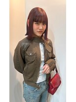 カシェル(cashel kishaba)&nbsp;ぱつっとボブワインレッド