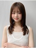 韓国ヘア ミディアムレイヤーカット 小顔 ダークアッシュ"
