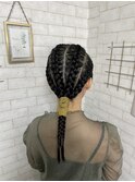海外風編み込みポニーテール