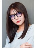 ミディアムレイヤー韓国風レイヤースタイルシースルーバング