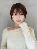クールショート/ピンクベージュ/カーテンバング/顔周りカット