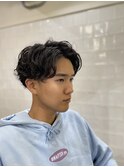 かき上げヘアショートレイアーくせ毛風パーマコンマヘアS43