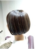 20代30代☆大人かわいいブラウンカラー艶感丸みショートボブ